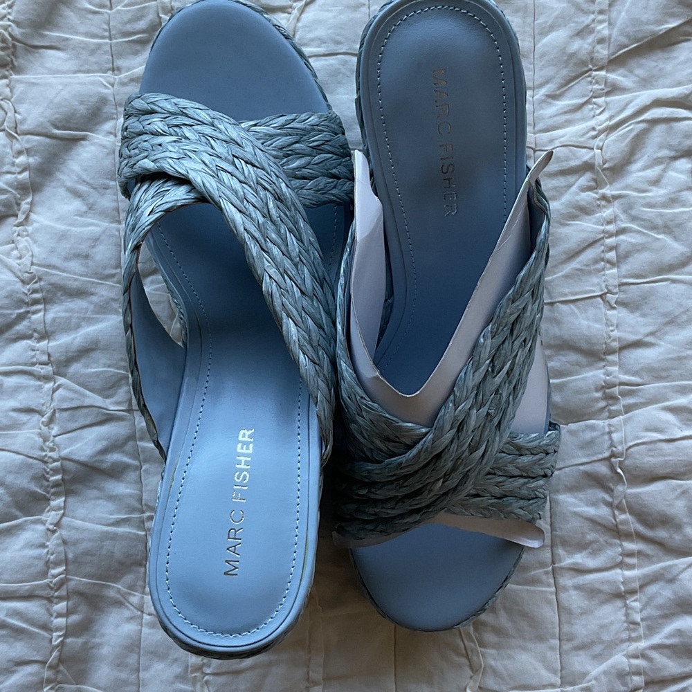 Marc Fisher Light Blue Woven wedge Sandals